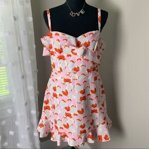 Black Halo Zelda white floral dress candied tulip size 14‎